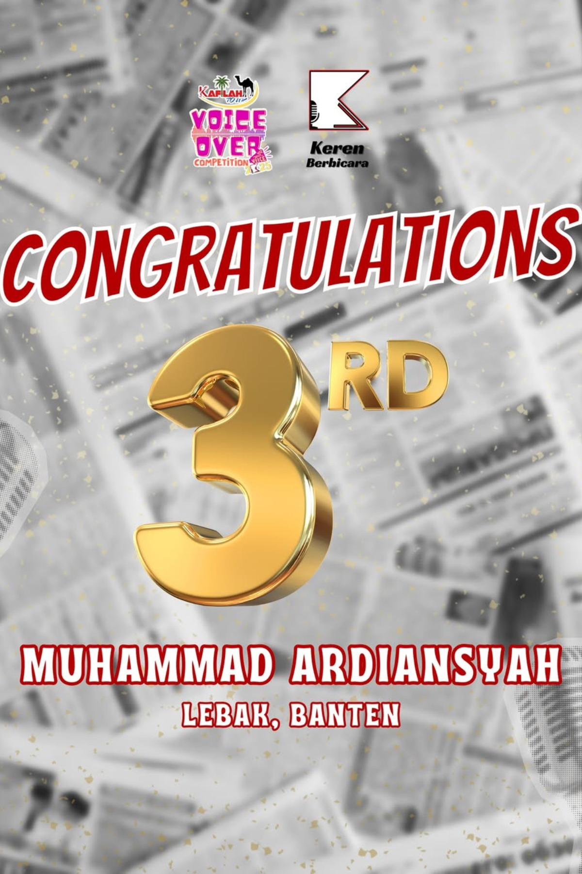 Juara 3  Lomba Baca Berita  Tingkat  Nasional